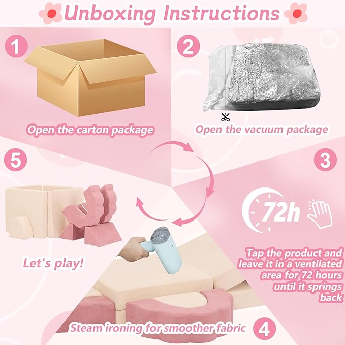10-Piece Mini Kids Play Couch, Modular Flower Foam Sofa