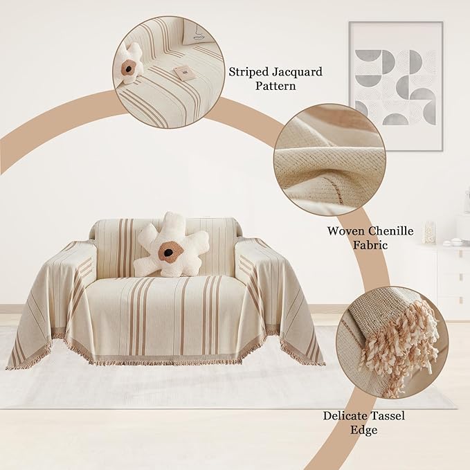 DREAMINGO Chenille Armchair Cover Jacquard Sofa Covers Washable Furniture