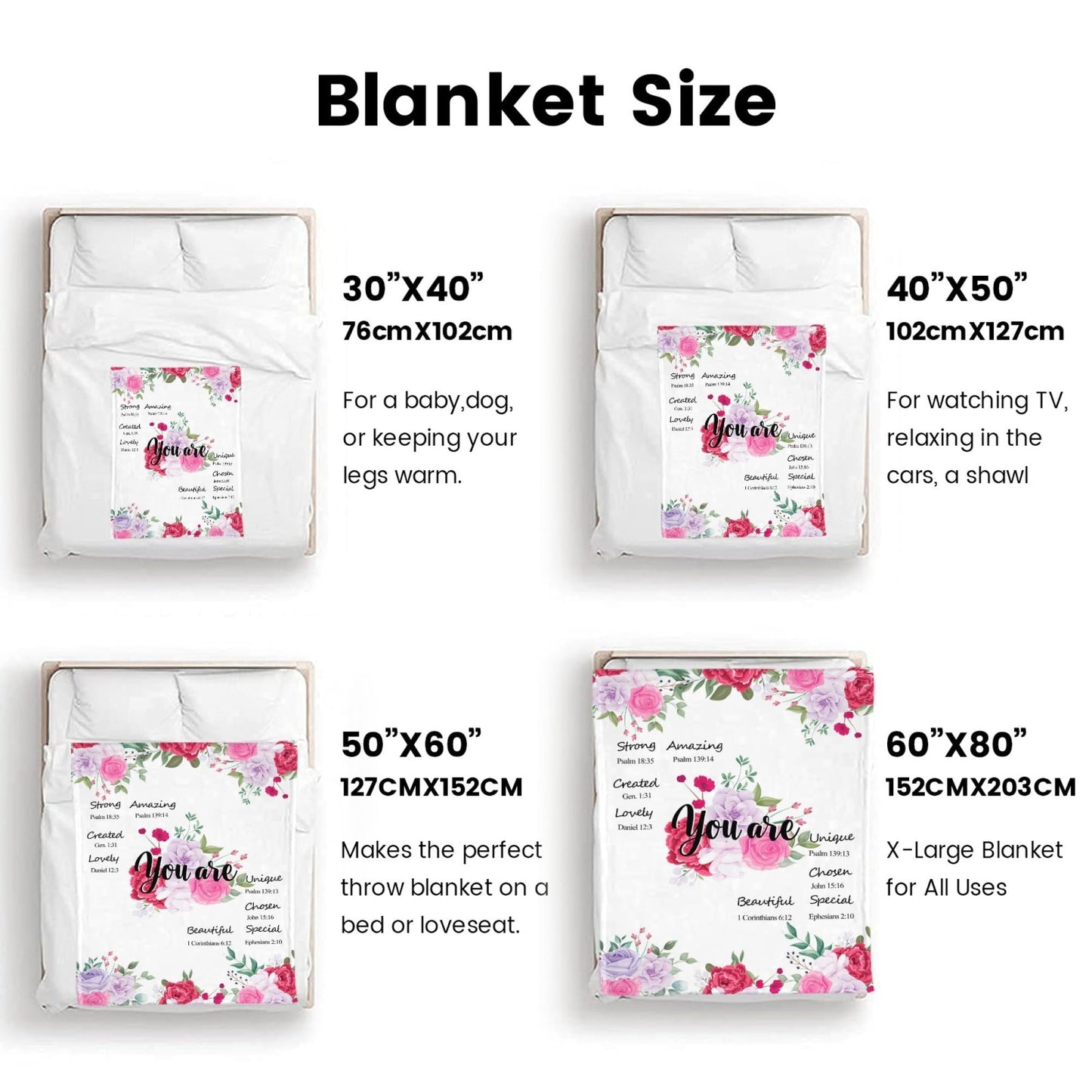 QDVXZA Christian Gifts for Women, Soft Throw Blanket with Flowers and Bible Verse, Cozy Flannel Spiritual Blanket for Couch, Inspirational Gifts for Sister, Friend, Daughter, Halloween Decor,50"x 60"