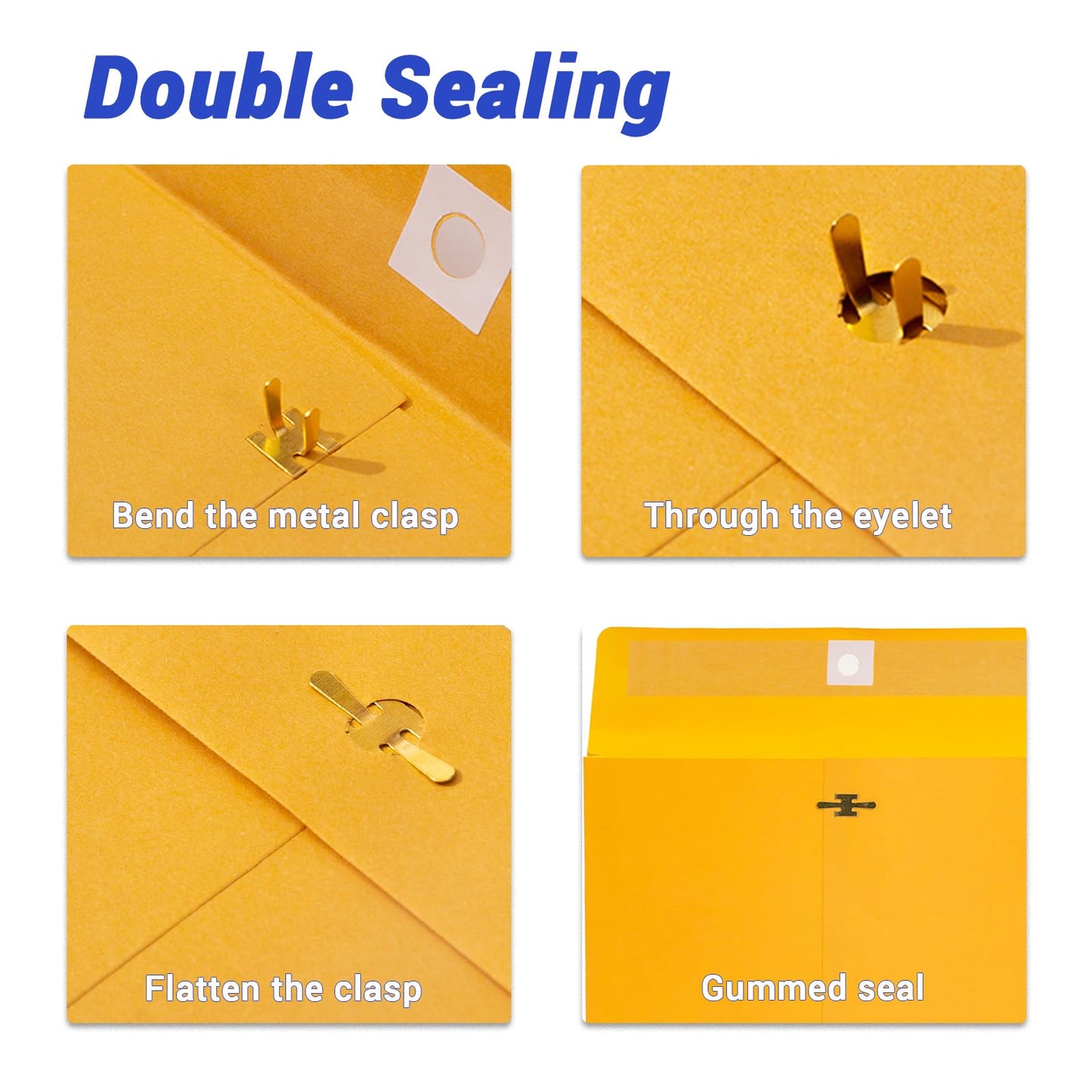 50 Pack Expandable 9x12 Manilla Envelopes with Clasp and Gummed Seal, Goefun 180 GSM Heavyweight Large Yellow Manilla Envelopes 8.5 x 11 for Documents, for Home, Business, School Use