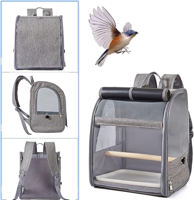 Bird Backpack Carrier,Bird Travel Cage with Standing Perch and Removable Tray,for Small Birds Parrot Parakeet,1,38 * 24 * 31cm