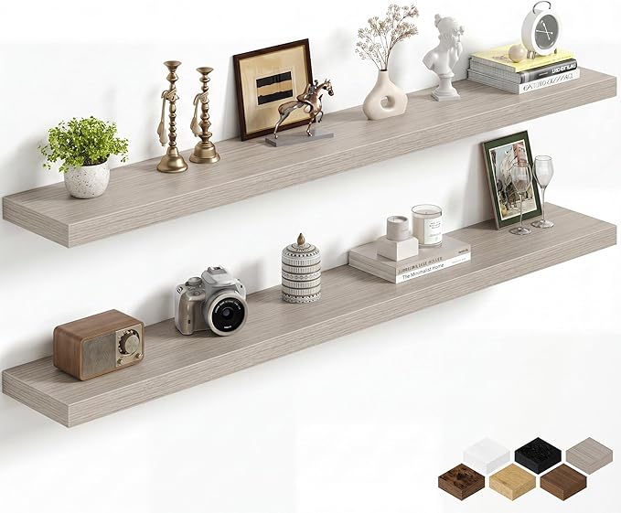 Fun Memories 60Inch Long Floating Shelves, 8 Inch Deep Shelves
