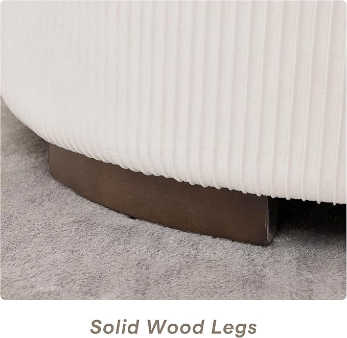 29.5 Inch Round Storage Ottoman Coffee Table, Modern Circle Coffee Table