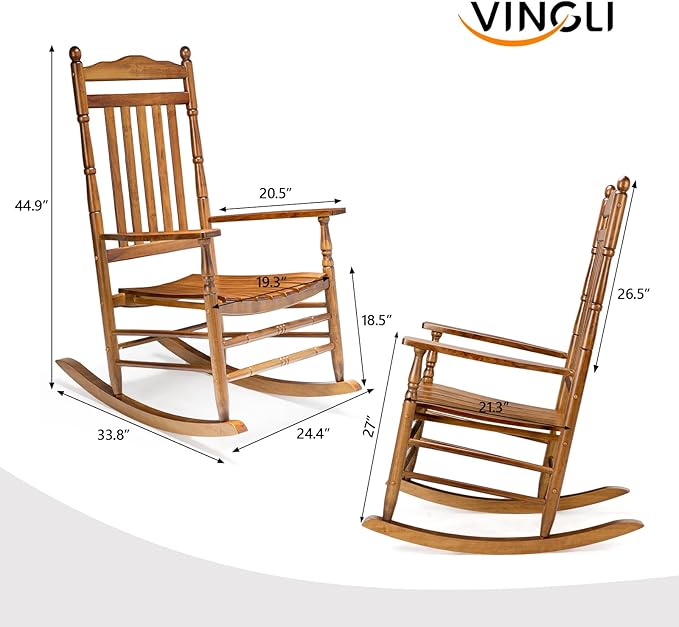 VINGLI Wooden Rocking Chair Outdoor, Patio Rockers