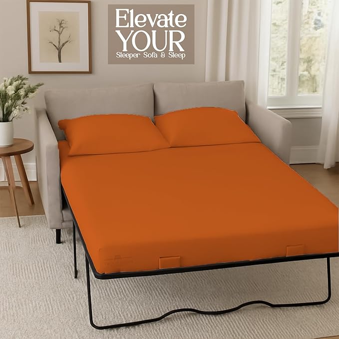 Sleeper Sofa Bed Sheet, 100% Cotton 400 Thread Count, 4 Piece Set, Deep Pocket