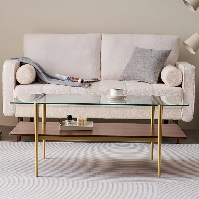 LumFurn Rectangle Coffee Table, Mid-Century Modern Design, L41 W21 x H17