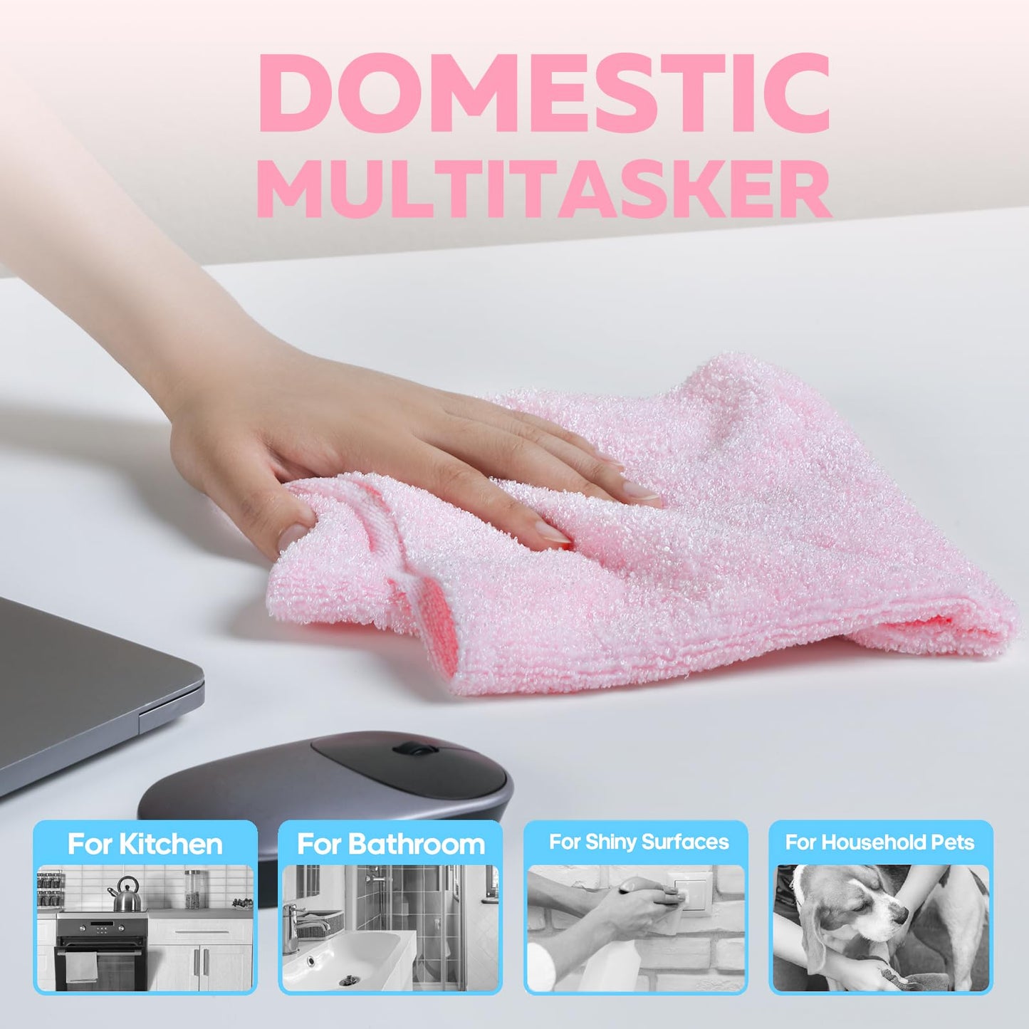 Fantasticlean XL Tear-Away Microfiber Cleaning Cloth Roll, 16'' by 16''- 36 Sheets, Thick & Large Detailing Towels, Ultra Absorbent, Lint-Free Reusable Wipes for All-Around Cleaning (Glossy Pink)