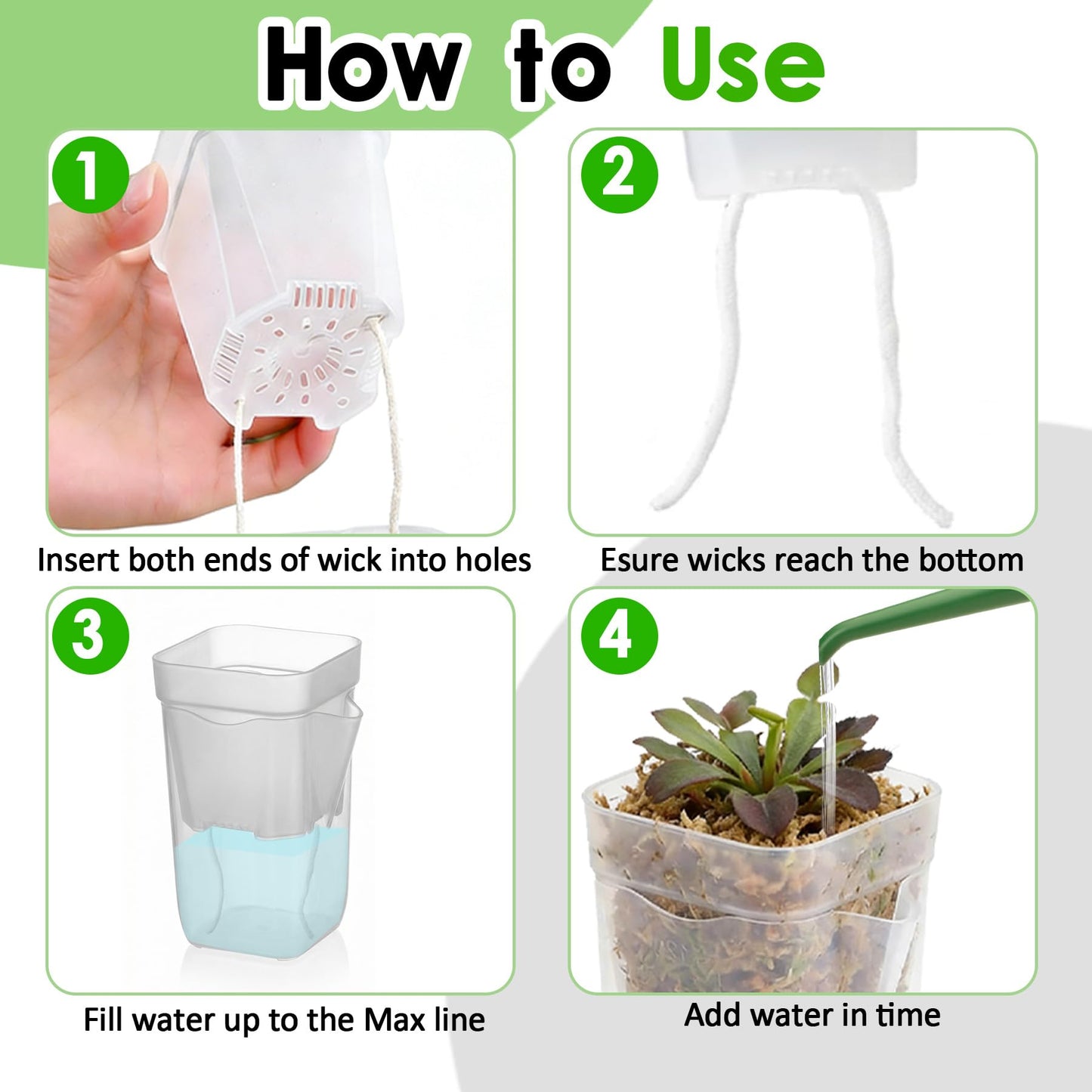 ROJMMFOL 12Pcs Self Watering Pots, 2in Self Watering Pots for Indoor Plants, Mini Clear Plant Pots with Cotton Wick, Double-Layer Design, Perfect for Succulents, Herbs, Green Plants