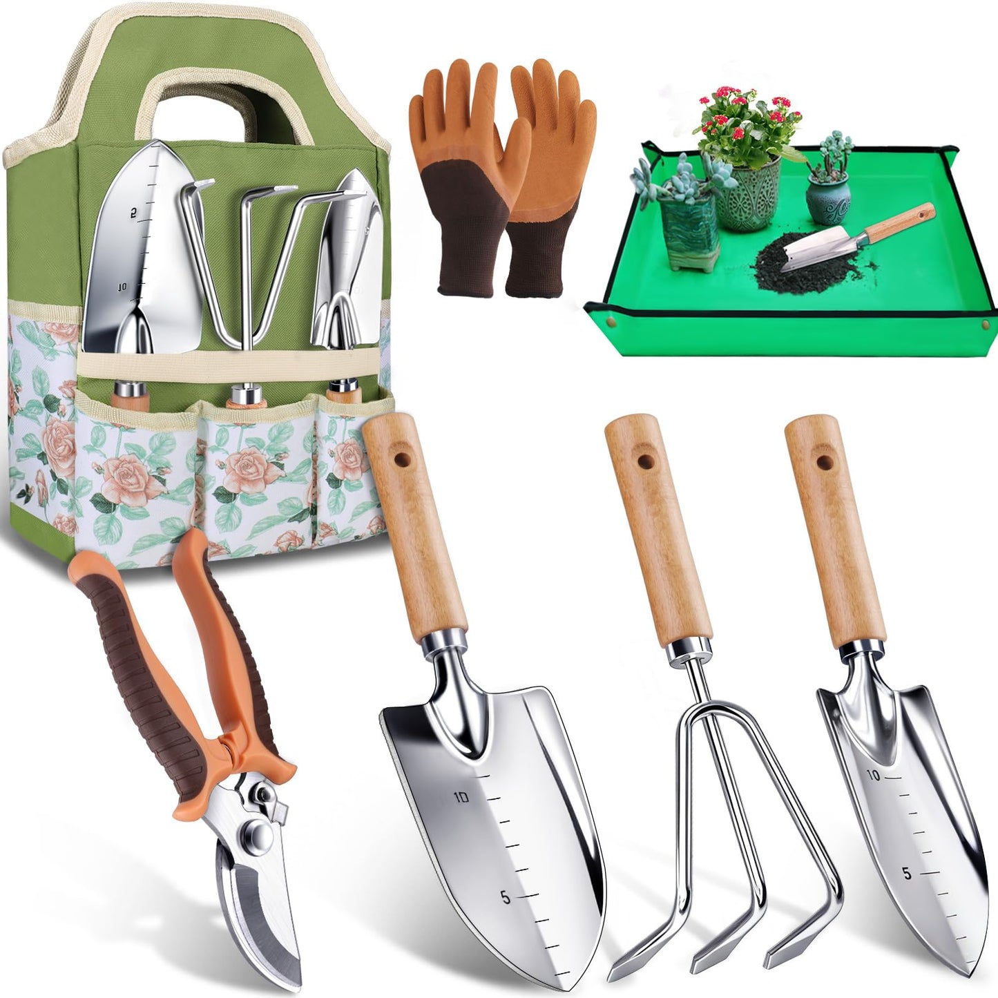 Kynup Gardening Tools, Garden Tools Set with Garden Trowel, Hand Garden Shovel, Gardening Essentials, Supplies, Garden Stuff, Gardening Gifts for women, Gardenig Kit for Starters