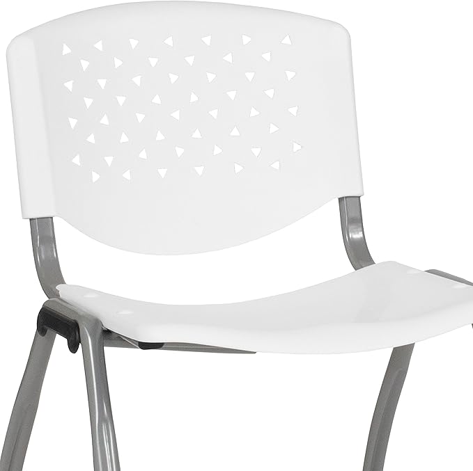 Flash Furniture HERCULES -5 Pack 880 lb. Capacity White Plastic Stack Chair |