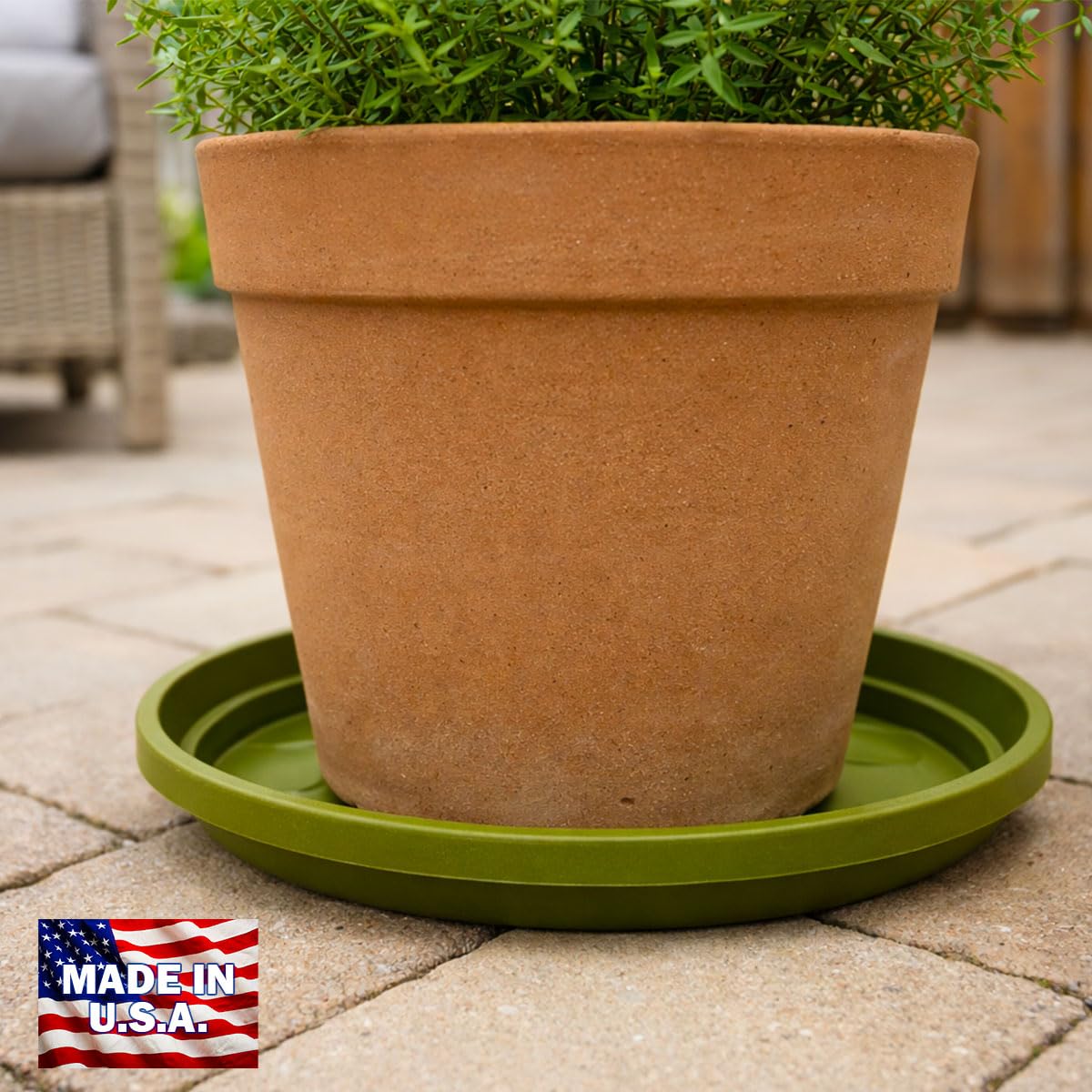 smart spring 10 Inch Plant Pot Tray USA Made – Durable Plastic Flower Pot Saucer – Plant Water Catcher for Indoor Outdoor Garden (6, Sagebrush Green)