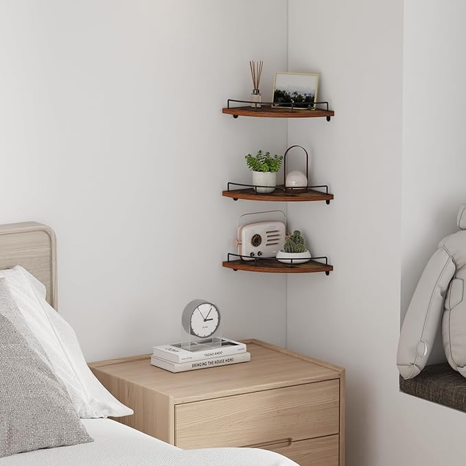 HORLIMER Floating Corner Shelf Wall Mount, Living Room