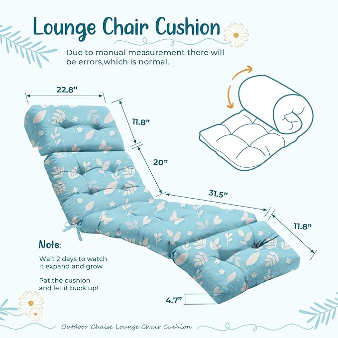 2 Pcs Outdoor Chaise Lounge Chair Cushion 75.1 x 22.8 x 4.7 Inches 100%
