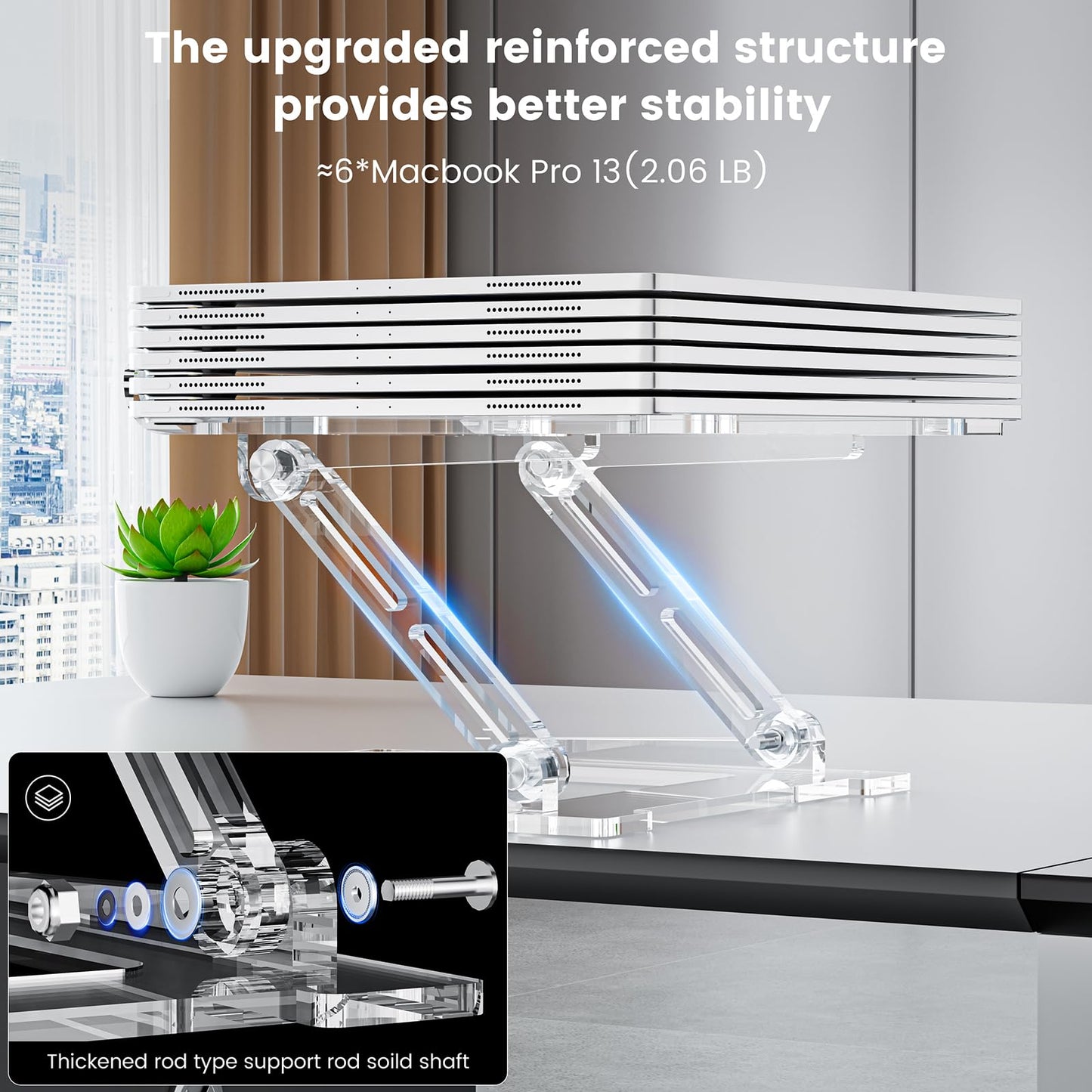 VIGLT Laptop Stand for Desk, Portable Acrylic Laptop Riser, Ergonomic Adjustable Computer Stand Holder for Notebook MacBook Air Pro, Dell XPS, HP (10-17.3'')