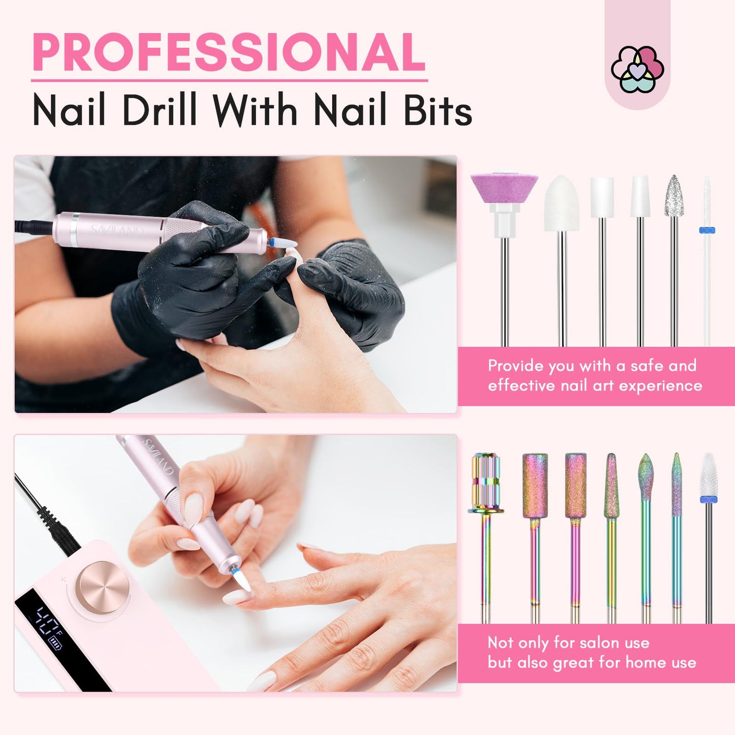 SAVILAND Electric Nail Drill Professional: 40000RPM Upgrad Nail Drill Kit 2025 Beautiful Gradient Sunset Color Scheme Nail D rill Machine Portable Nail File & Buffers Salon Use Manicure Pedicure