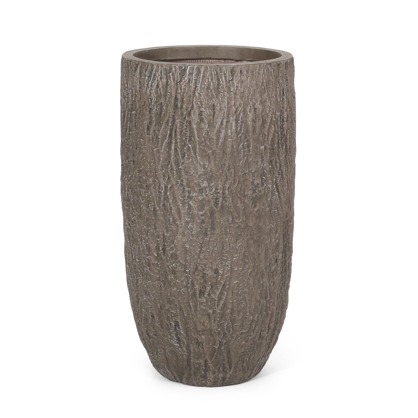 Christopher Knight Home Jorine Lightweight Concrete Planter, Cast Stone Plant Pot, Large Garden Urn, Patio Texture Finish Flower Pot for Balcony Backyard Poolside, No Assembly Needed, 27" H Brown