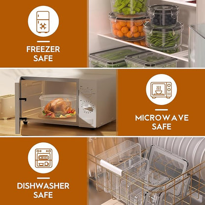 52 PCS Food Storage Containers with Lids Airtight (26 Containers & 26 Lids), Leak proof Meal Prep Container Set for Kitchen Storage, BPA-free, PVC-free Plastic, Microwave/Dishwasher Safe, Labels & Pen