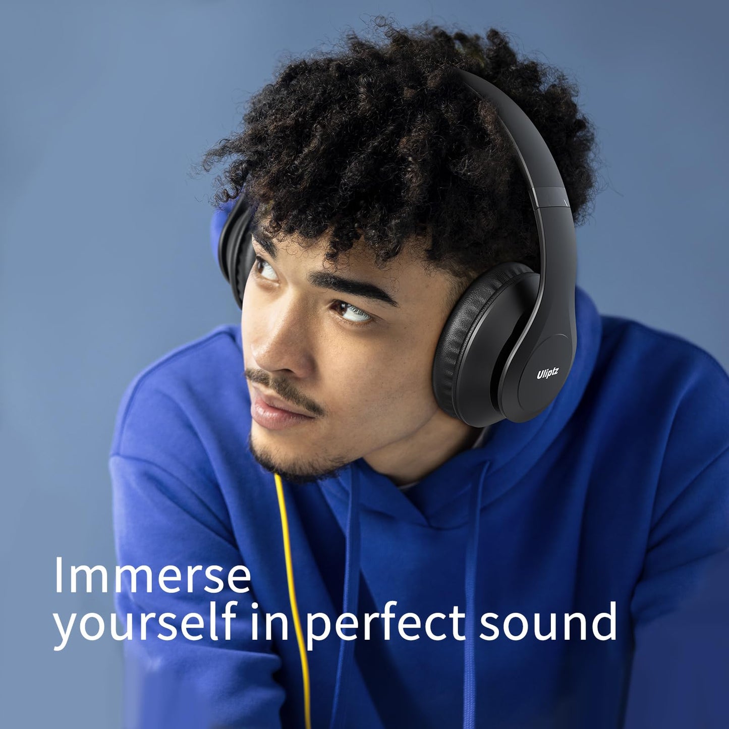 Uliptz Wireless Bluetooth Headphones, 65H Playtime, 6 EQ Sound Modes, HiFi Stereo Over Ear Headphones with Microphone, Foldable Lightweight Bluetooth 6.0 Headset for Travel/Office/Cellphone/PC