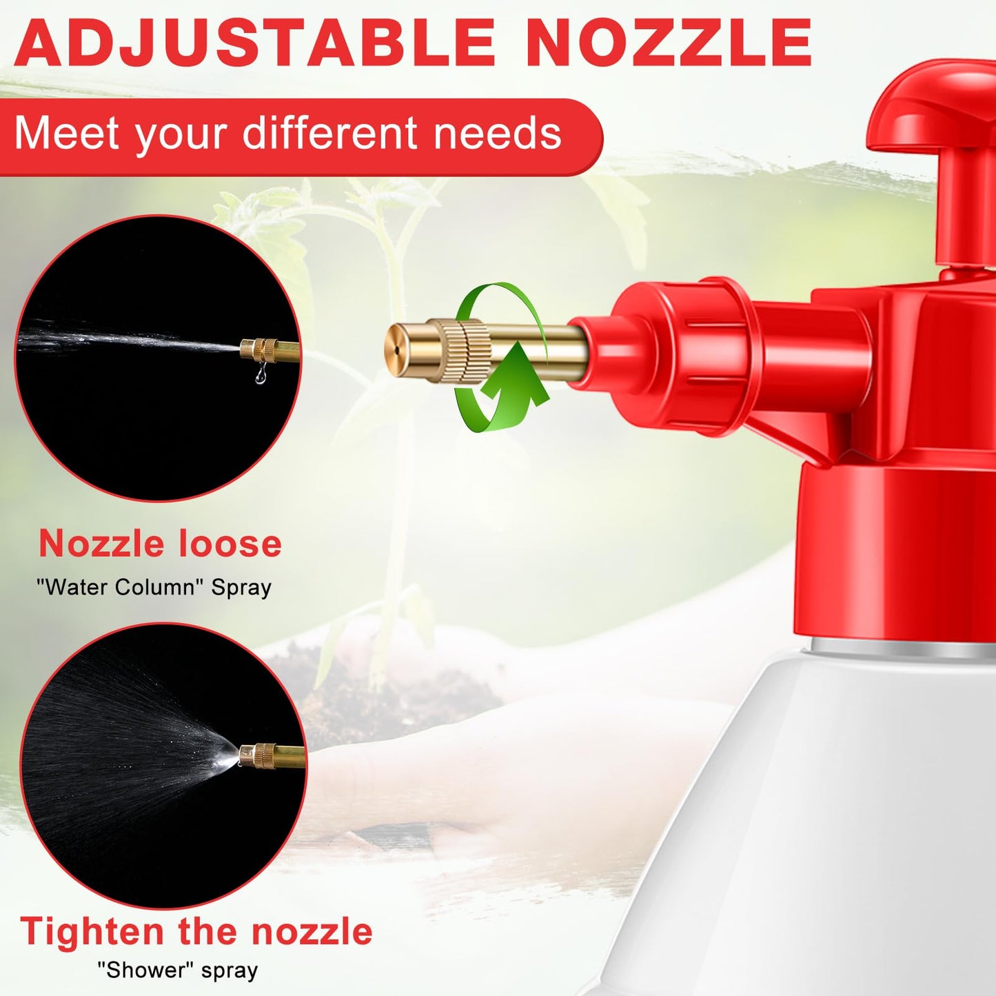 Ziliny 2 Pcs50 oz Handheld Pump Spray Bottle Garden Mister Spray Bottles Lawn Pressure Hand Pump Sprayer with Adjustable Nozzle for Chemicals Watering Weeds Plants and Cleaning (Red)