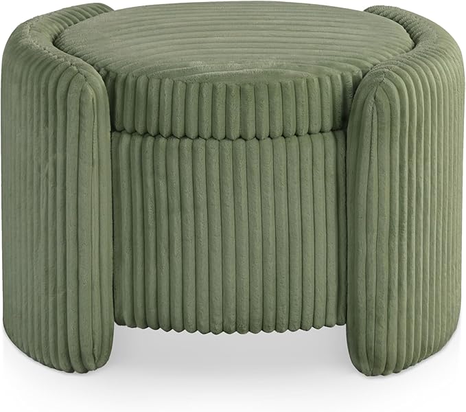 Furniture of America Lennox Modern Chenille 25-inch Round Storage Ottoman