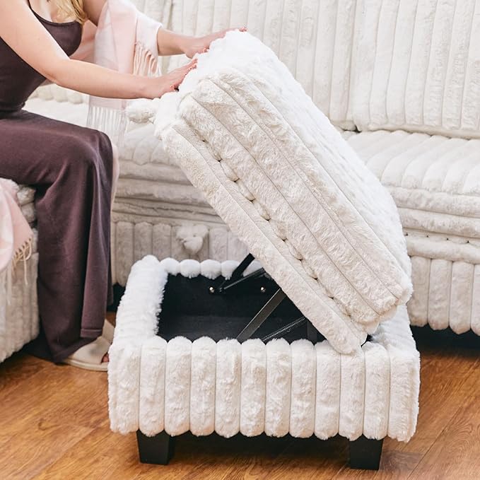 Belffin Corduroy Fabric Ottoman