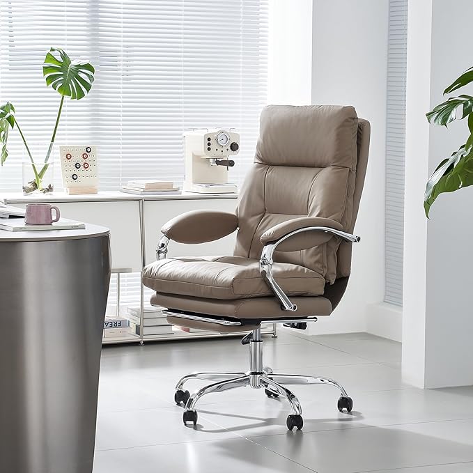 LEAGOO Office Chair with Foot Rest, Executive Reclining Office Chairs with Arms