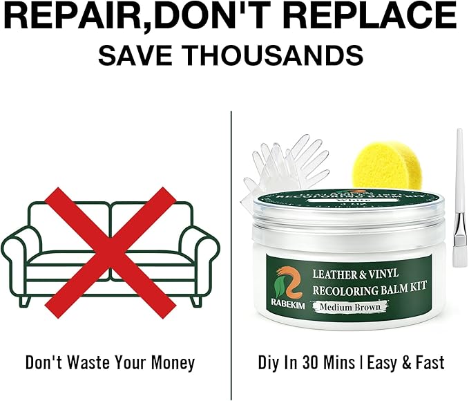 White Leather Repair Kit, Leather Recoloring Balm – Restore & Repair Faded