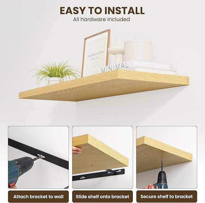 Dreamland 40" Floating Shelves for Wall, Wall-Mounted Shelves for Bedroom