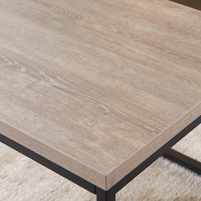 CENSI Modern Square End Table, Extra Thick 1.6" Wood Top & Metal Frame