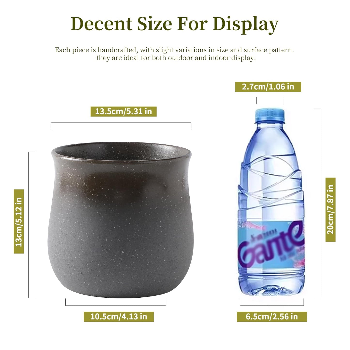 5.5 inch Ceramic Flower Pot, Indoor Outdoor Flower Planter, Grey and Black for Succulents, Cacti, Herbs, Suitable for Dried Plants and Fresh Plants