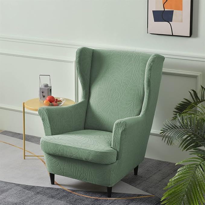 KRFOONN Stretch Wing Chair Slipcovers Jacquard 2 Piece Wingback Chair Covers