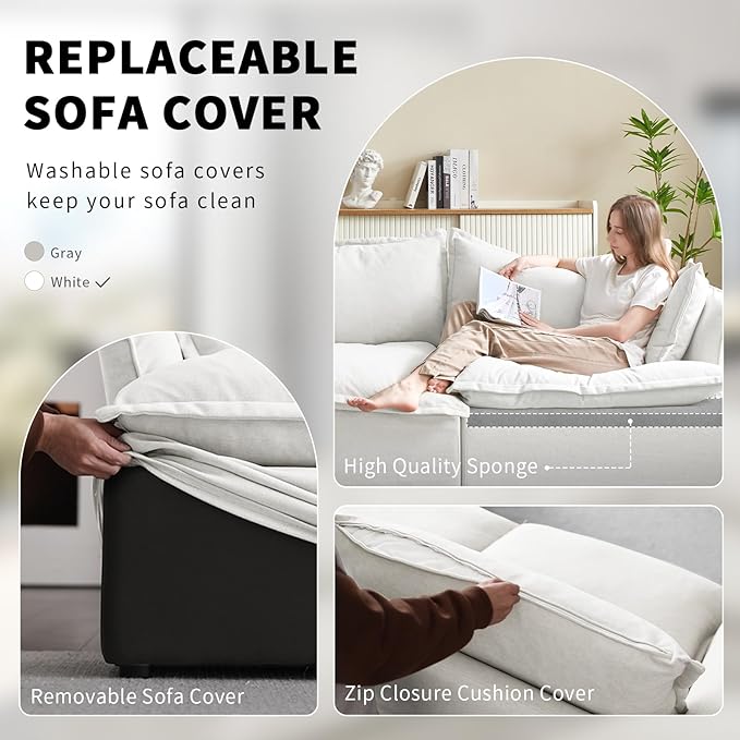 Cloud Sectional Sofa, 114.2" Large L Shape Convertible Modular Couches