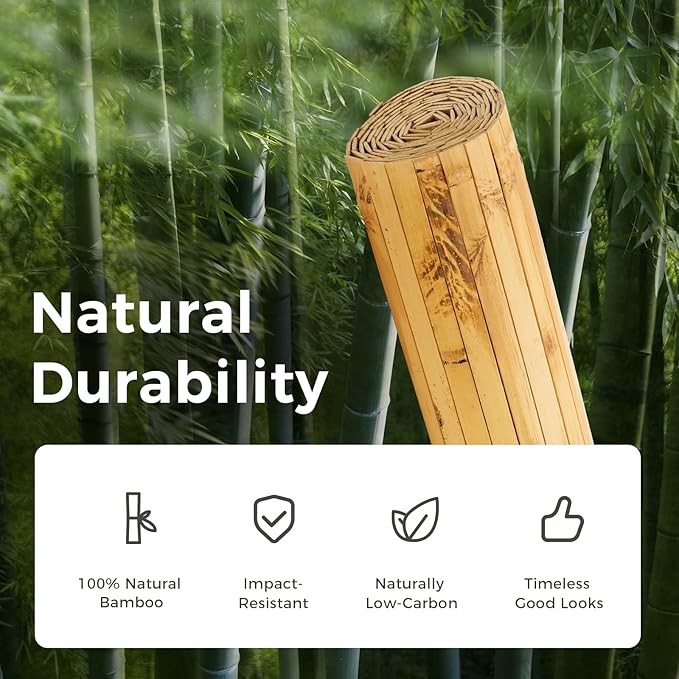 OUZUGIE 1 Pack 96x48 Inch Natural Bamboo Wall Panel – Yellow Burned Pole Wrap