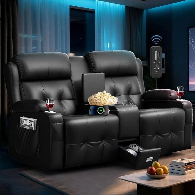 Loveseat Recliner Sofa, Home Theater Seating Massage Reclining Couch