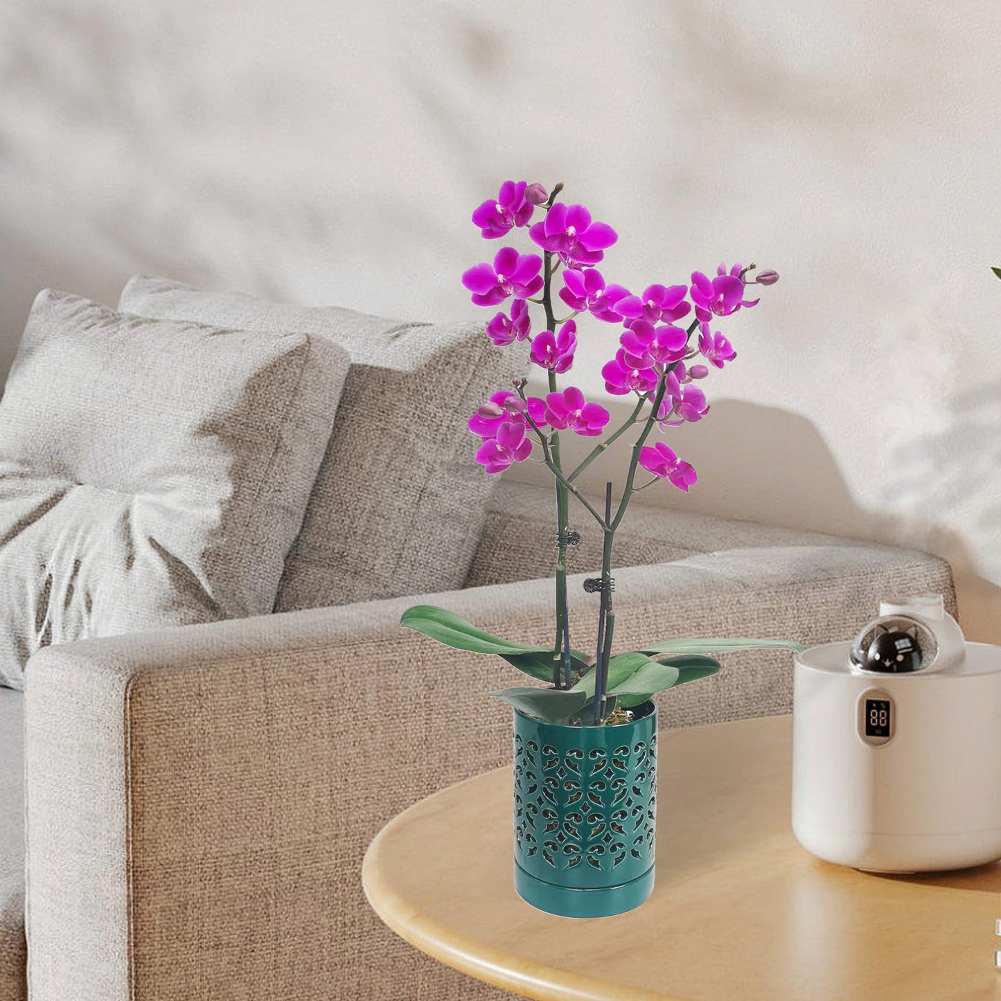 pavtner Ceramic Orchid Pot 4 Inch, Orchid Pots with Holes, Plant Pot for Repotting, Flower Planter Pot Indoor Outdoor, Green Chirstmas Gift for Women.
