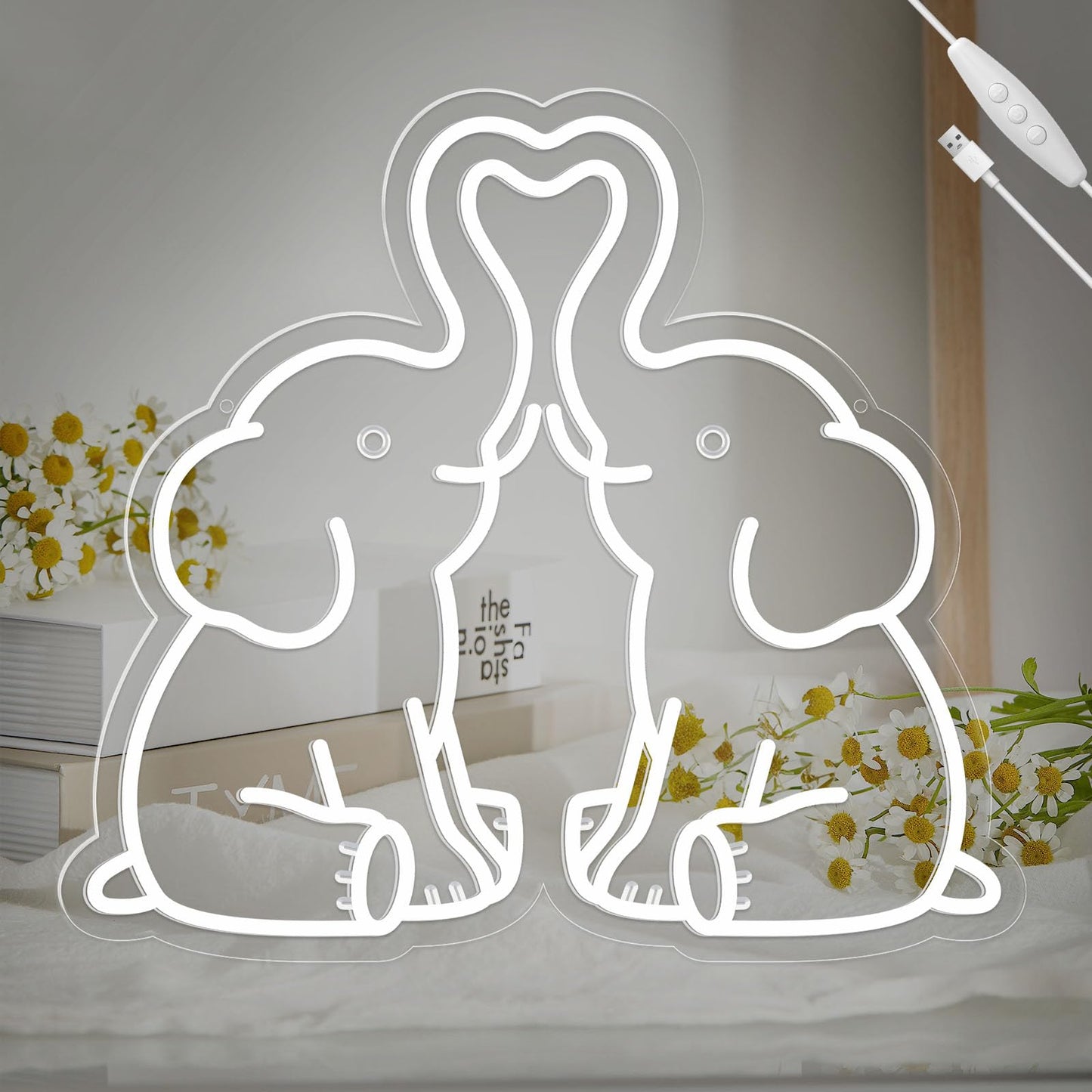 LMHSE Elephant Neon Signs, Dimmable LED Sign Living Room Decor, Party, Bedroom, Wedding Decor, Birthday Gifts for Women, Christmas (Elephant)