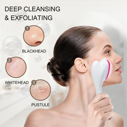 2 Pack Silicone Face Scrubber Exfoliating Brush, Manual Handheld Facial Cleansing Brush Blackhead Scrubber, Soft Bristles Waterproof for Face Skincare (Round-Pink)