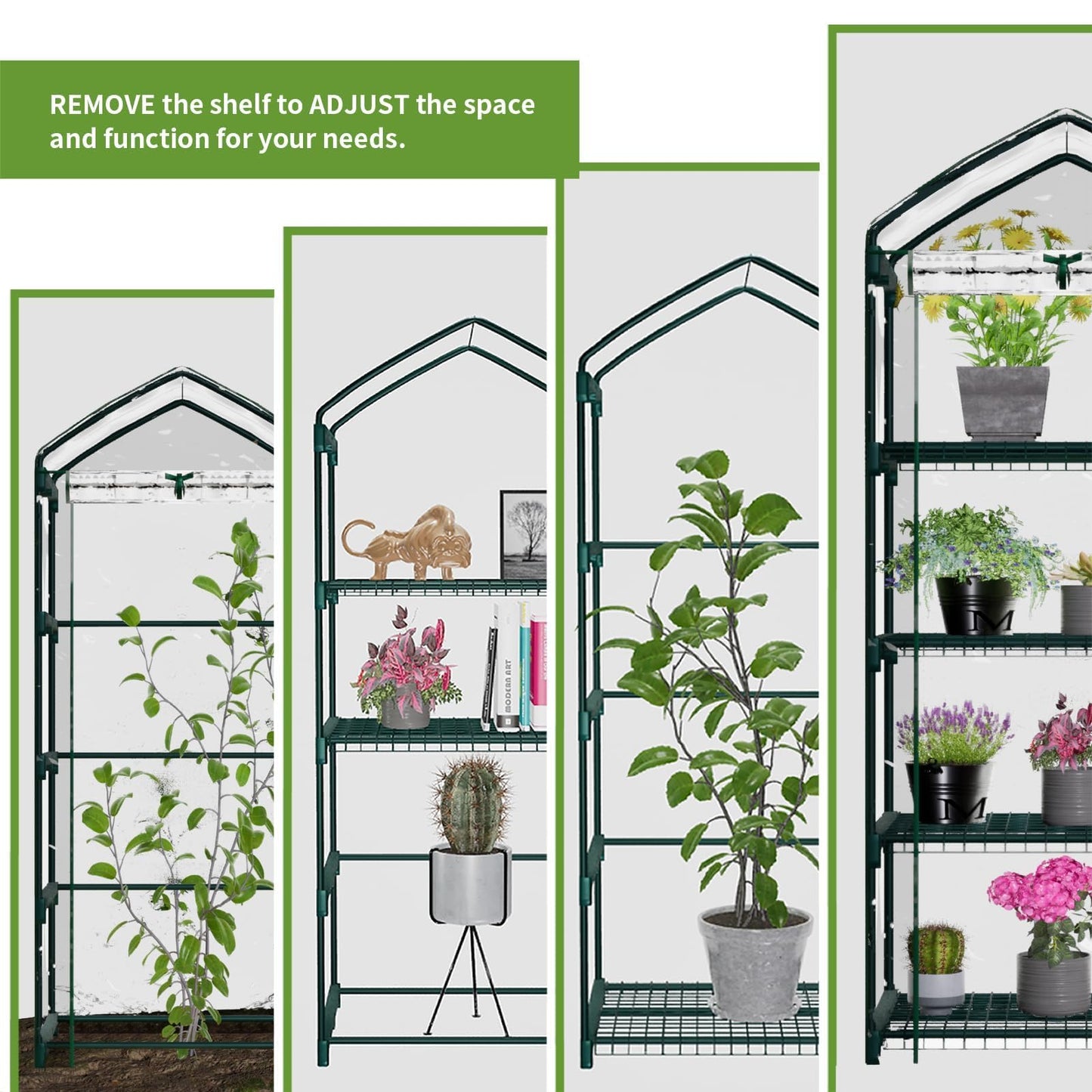 Kelived Mini Greenhouse for Indoor Outdoor, Small Plants Green House with 4 Tier Shelves, Portable Plastic Greenhouses with Transparent PVC Cover for Garden Backyard Patio Balcony Porch