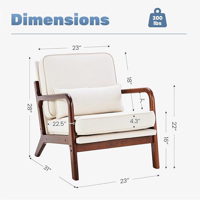 DUMOS Accent Chairs Set of 2, Mid Century Modern Chair
