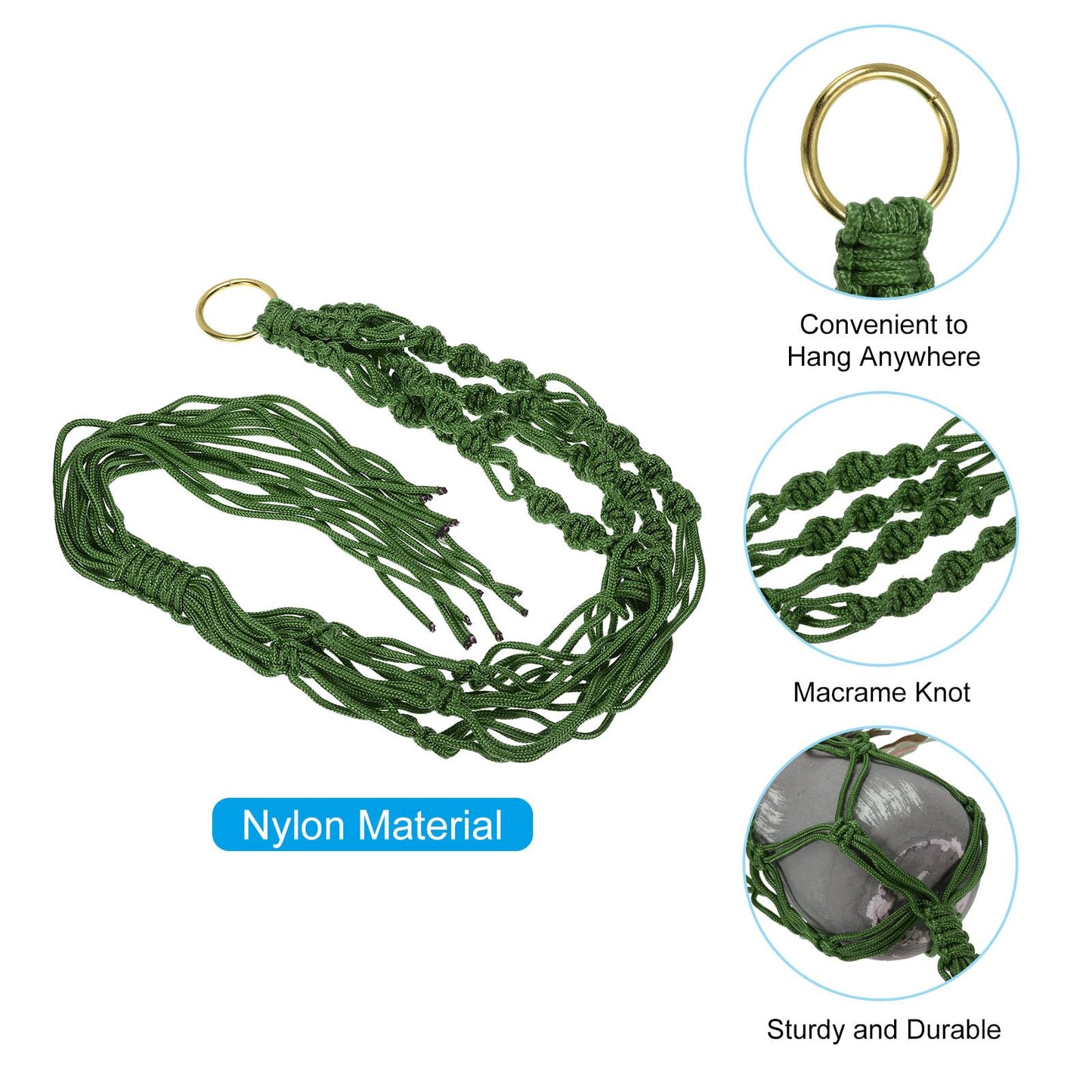 PATIKIL Macrame Hanging Planter, 2 Pack 39 Inch Handmade Hanging Plant Holders Flower Pot Hanger Flower Pot Hanger for Indoor Outdoor Decor, Dark Green
