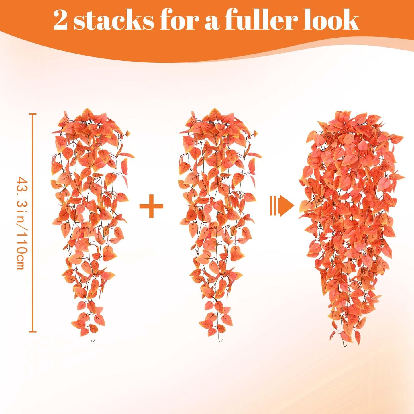 BLEUM CADE Fake Hanging Plants, 2pcs Artificial Hanging Plant, Faux Orange Vines Hanging Plant for Wall Home Living Room Indoor Outdoor Fall Decor (No Baskets)
