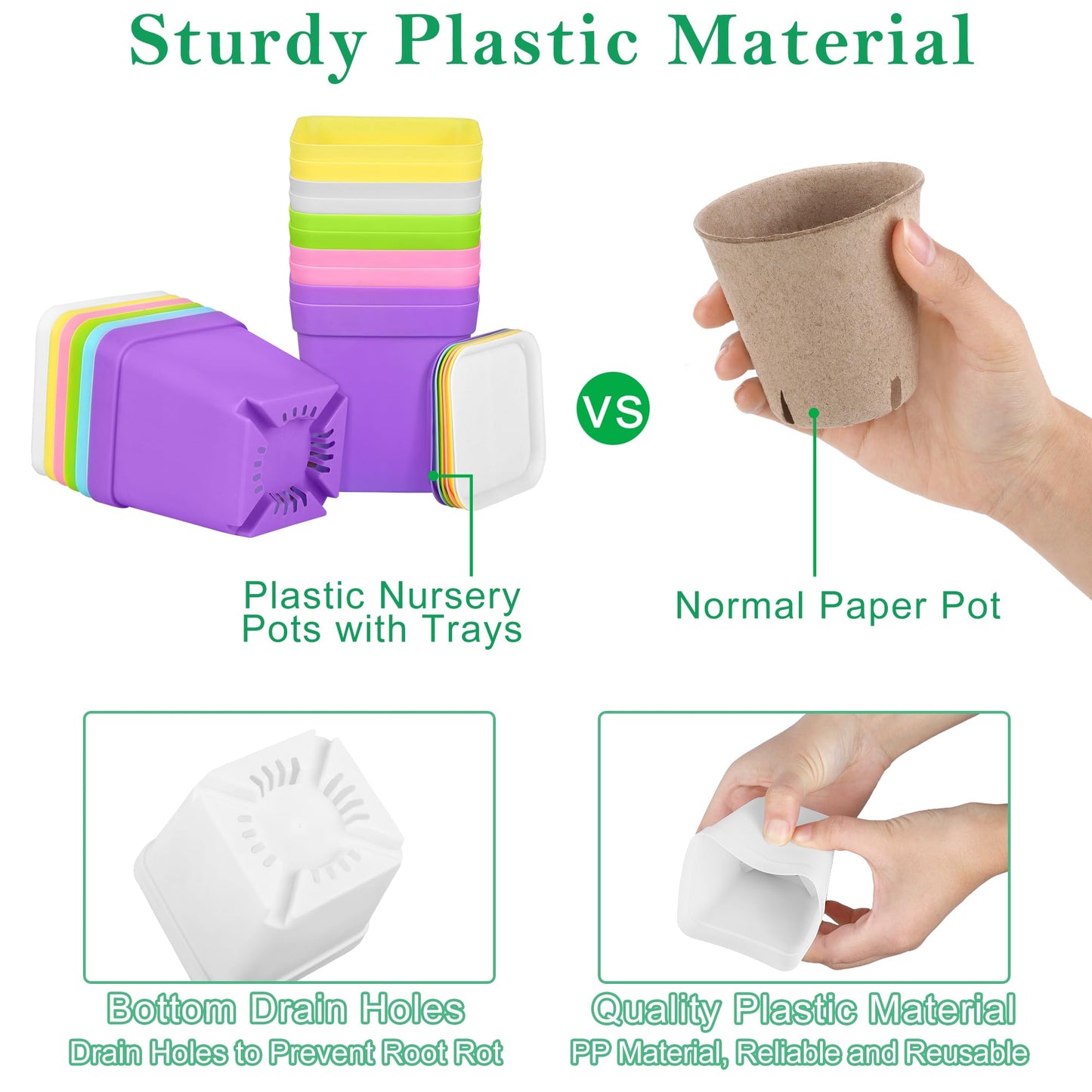 Elcoho 36 Set Garden Plastic Pot Craft Kit Plant Spring Craft Kits for Kids Flower Pots with 150 Foam Stickers 36 Labels 24 Certificate of Awards 3 Tools Planting Growing Kit for Kids, Mixed Colors