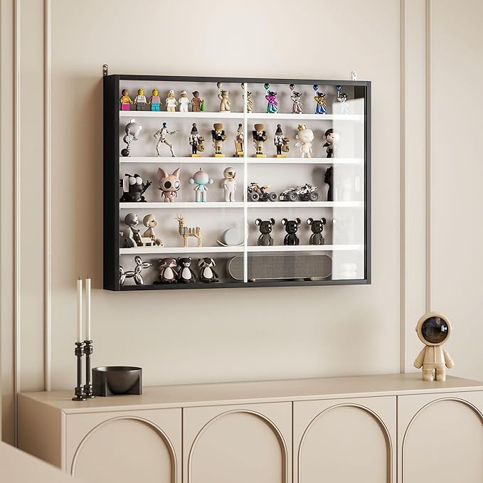 HOMCOM 5-Tier Display Cabinet, Glass Door Cabinet