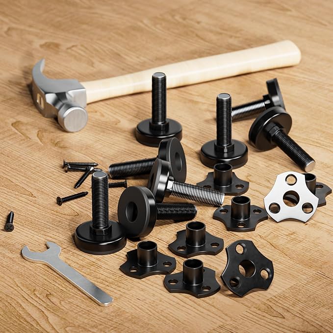 MROCO Adjustable Leveling Feet, 3/8"-16 Thread T-Nut Kit Furniture Levelers