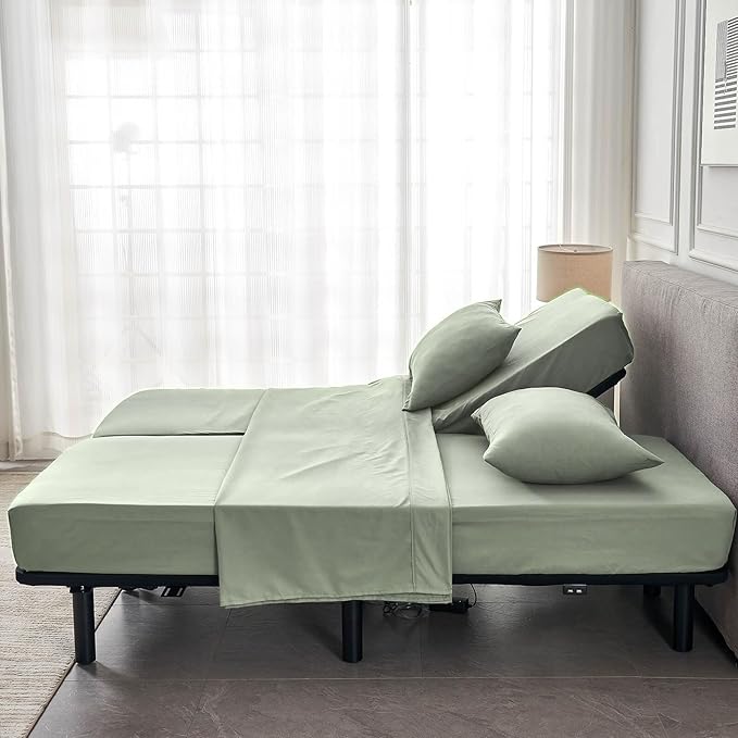 Kingnex Split Queen Sheets for Adjustable Bed Soft 1800 Microfiber 5 Pieces