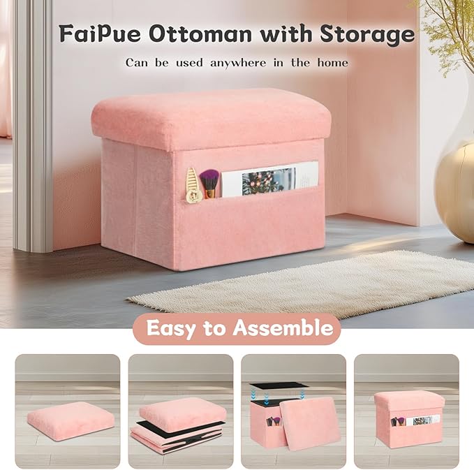 Storage Ottoman, Folding Ottoman Foot Rest Stool