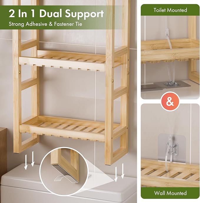 AmazerBath Bamboo Over The Toilet Storage Shelf