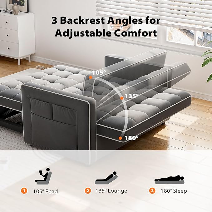Pipishell 3 in 1 Convertible Sleeper Sofa Bed, Pull Out Couch