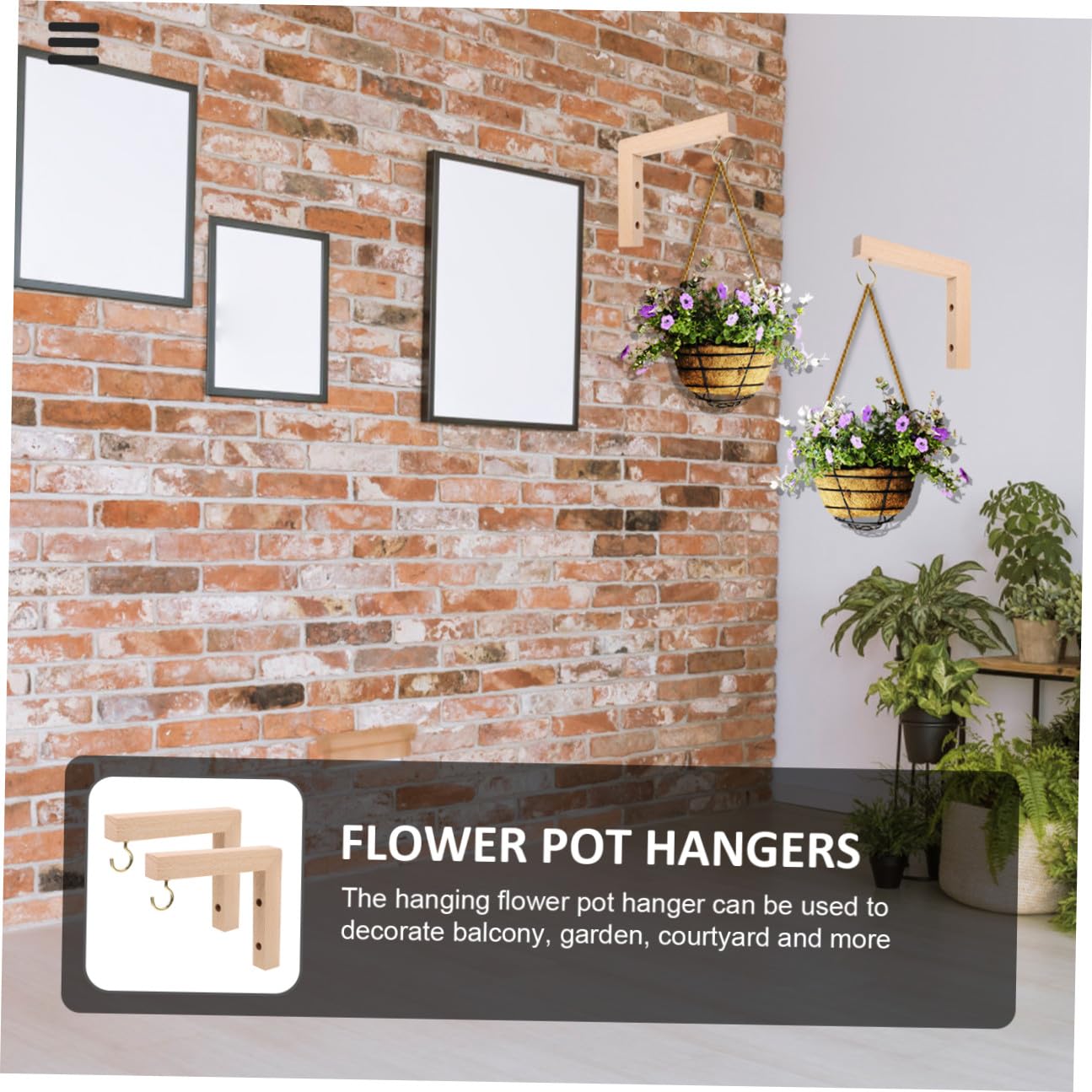 Abaodam 2Pcs Wall Mounted Hooks Sturdy Wooden Plant Hanger Bracket for Hanging Baskets Bird Feeders Lanterns Wind Chimes and Design for Use