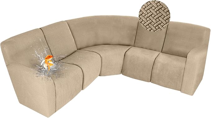 ALIECOM 100% Waterproof Recliner Sectional Couch Covers L Shape Stretch Corner